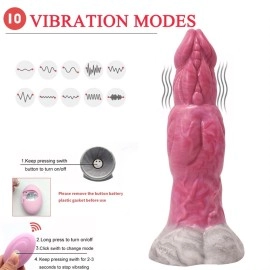 YOCY2027 23cm Art Animal Penis Silicone Vibrating Dildo Gory Raw Meat Color