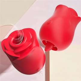 2 in 1 Tongue Licking & Vibrating Rose Sex Toys Vibrator for Women Couples